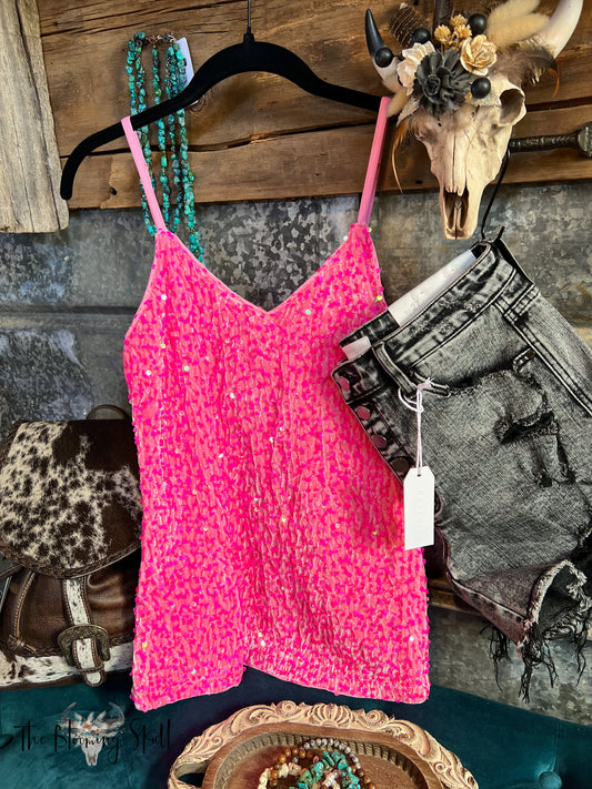 HOT PINK SEQUIN TANK