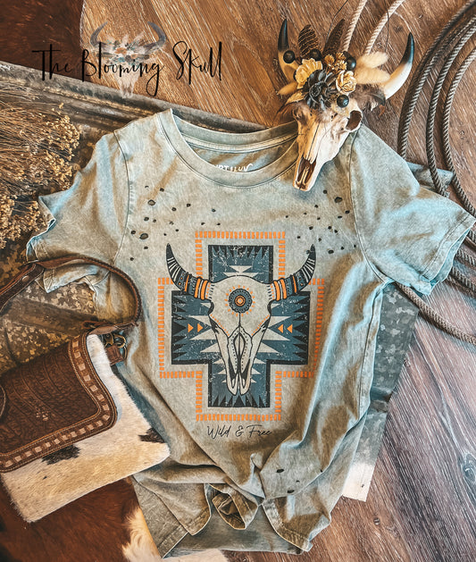 BOHO COW SKULL GRAPHIC TEE