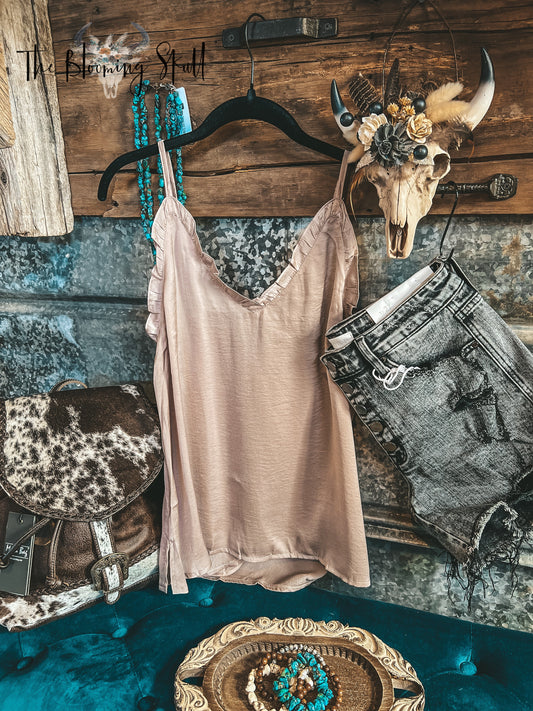 PLUS SIZE RUFFLE NECK TANK