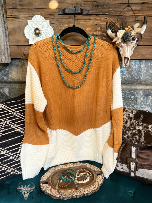 TWO TONE CHEVRON SWEATER